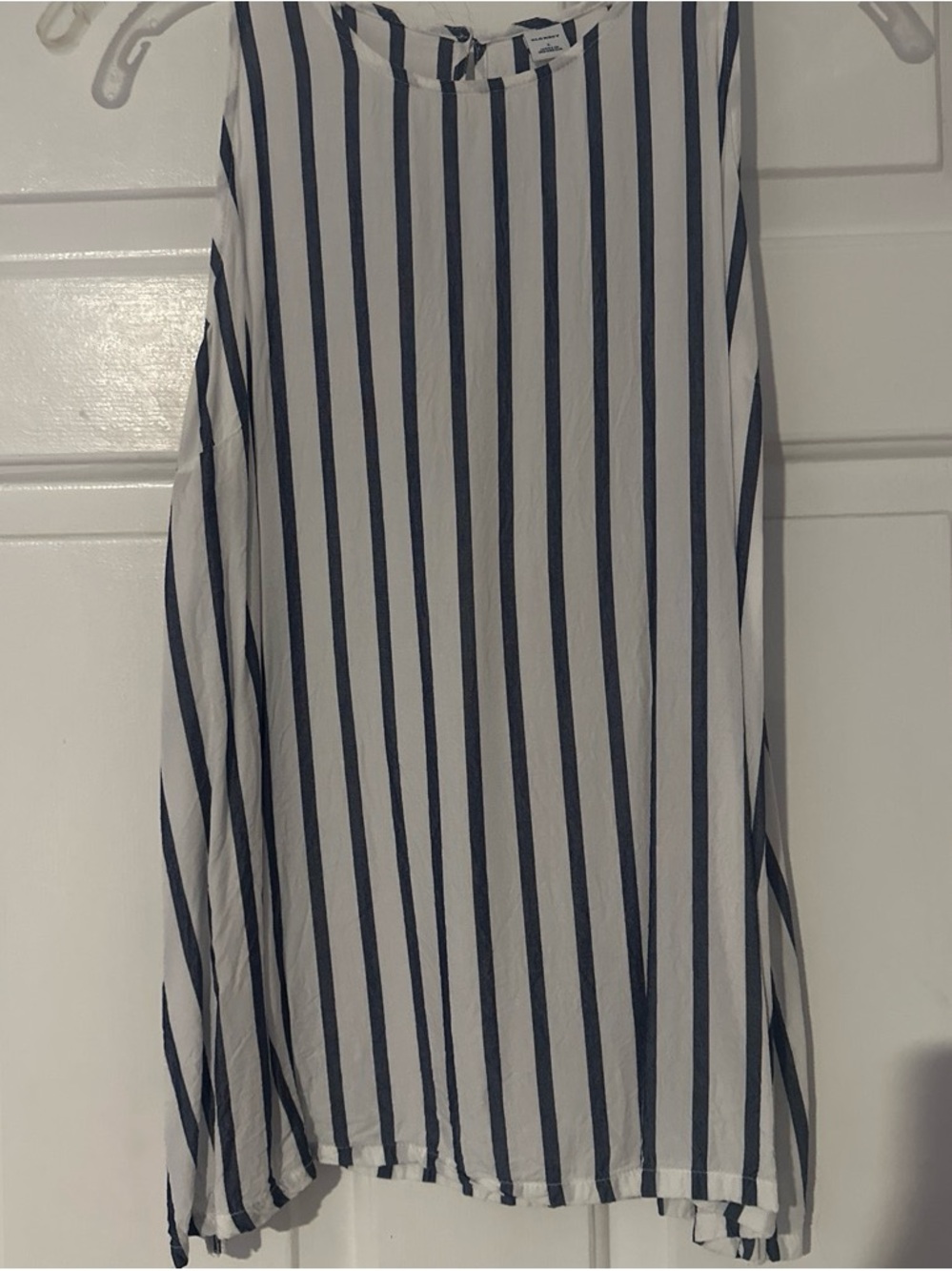 Old Navy White and Navy Vertical Stripe Sleeveless Blouse